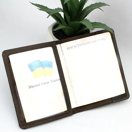 Обложка на удостоверение офицера коричневая кожаная - фото 2