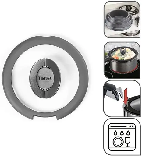 Tefal Крышка стеклянная Ingenio 26 см стекло силикон - фото 8