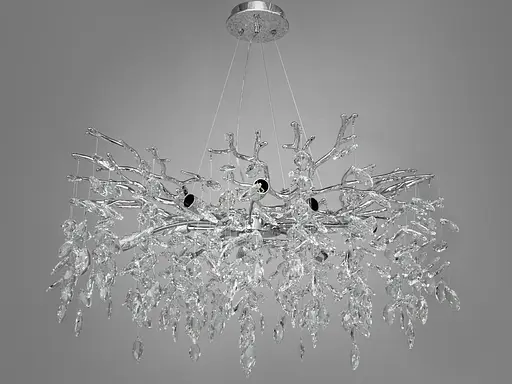 Дизайнерская подвесная хрустальная люстра «Глициния», 10 ламп, хром - фото 1