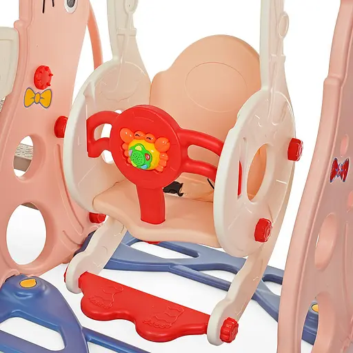 Дитяча гірка-гойдалка BAMBI WM19020-8 з баскетбольним кільцем, ш147-г178-в107,5см, рожева - фото 6