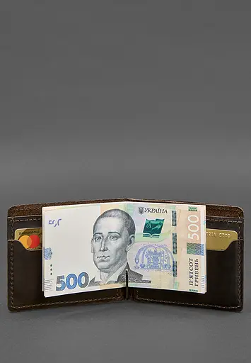 Кожаный портмоне 13.0 зажим темно-коричневый Crazy Horse - фото 6