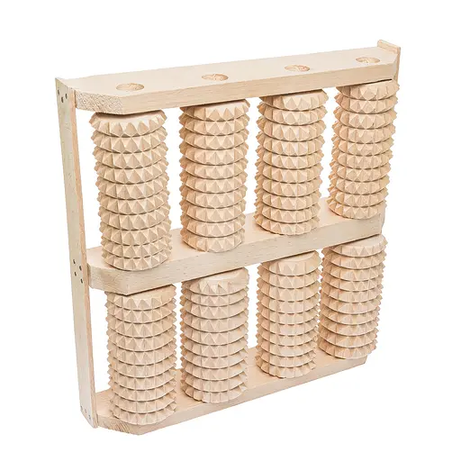 Масажер для ніг дерев'яний зубчастий на 8 роликів для двох ніг 25.5х25.5х5 см, Woodly 84980 - фото 8