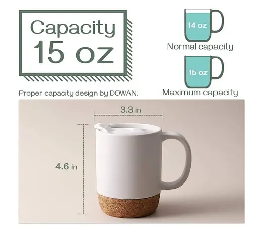 Керамічний кавовий кухоль OldBro classic White 400 мл з ізольованим корковим дном і кришкою - фото 6