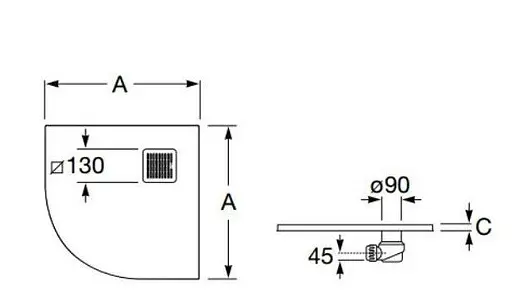 Душовий піддон Roca Terran 90x90 AP10538438401200 Графіт - фото 2