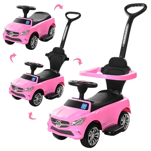 Каталка-толокар Bambi M 3503C-8 з батьківською ручкою та музикою для малюка, рожева - фото 5