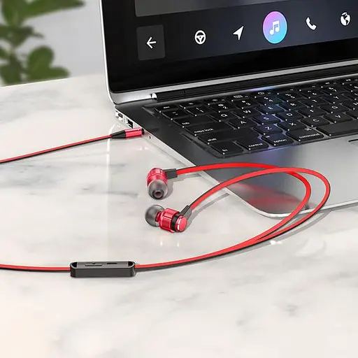 Провідні вакуумні навушники Hoco M85 Platinum sound універсальний earphone with mic, 3.5mm, 1.2m, red - фото 4