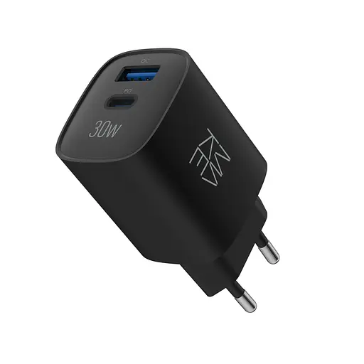 Зарядное устройство сетевое MAKE 30W GaN3 Type-C PD3.0 + USB QC3.0 Black - фото 2