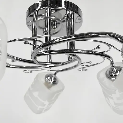 Серебряная люстра на 5 матовых плафонов с узором Ø 58 см Ст. 2286/5B CH | Line F - фото 3