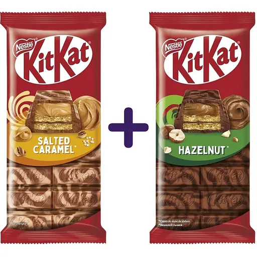 Набір плиток KitKat: Лісовий горіх 99 г +  Солона карамель 99 г