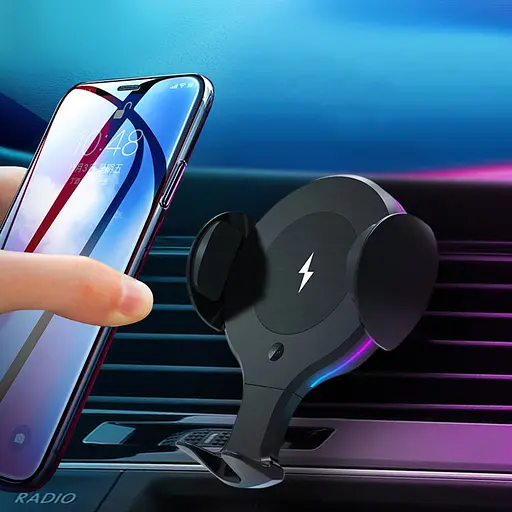 Автодержатель X9 с беспроводной зарядкой 15W черный - фото 2