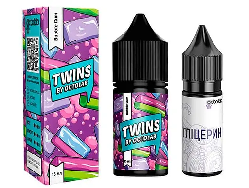 Набор компонентов для самозамеса солевой заправки TWINS 30 мл Bubble Gum Жвачка с яблоком, 0-65 мг (18280)