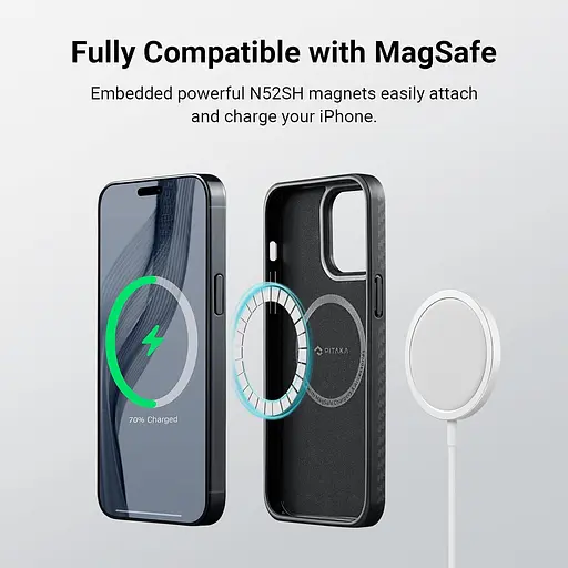 Оригинальный противоударный чехол для iPhone 14 Pro Pitaka Military Grade MagSafe MagEz 600D Black/Grey - фото 5