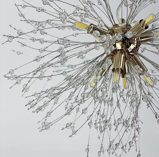 Пухнастий підвісний світильник-кулька у вигляді кульбаби в золотому корпусі | Арт. AS 155 P GD | Line F - фото 3