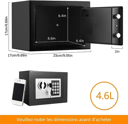 Сталевий сейф Nestling® Safe 4,6 літри з електронним замком та 2 ключами - фото 2