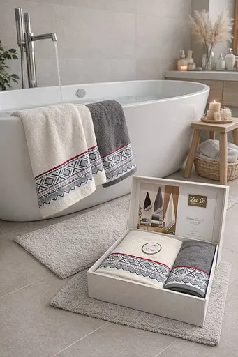 Набір турецьких рушників для ванної 2 шт (100х150 см, 50х90 см) TC303376211 - фото 1