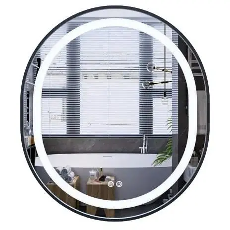 Дзеркало Mixxus Premium ELLIPSE MV05-80x70-REVERSE BLACK (LED Touch, Anti-fog (3-6kK)) (MP6646) - фото 1