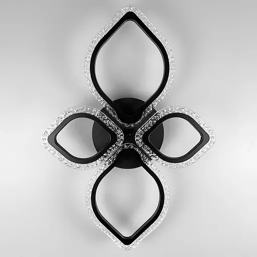 Стельова LED люстра в чорному корпусі на 4 листочки Line.F A 2522/2+2 - фото 1