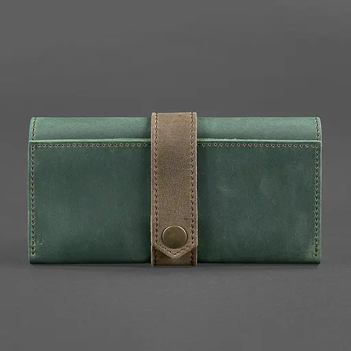 Шкіряне жіноче портмоне 3.0 зелене з коричневим - фото 6