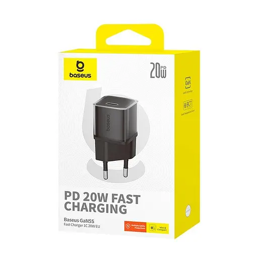 Адаптер мережевий Baseus Gan5s Fast Charger |1Type-C, 20W/3A, PD/QC| - фото 2