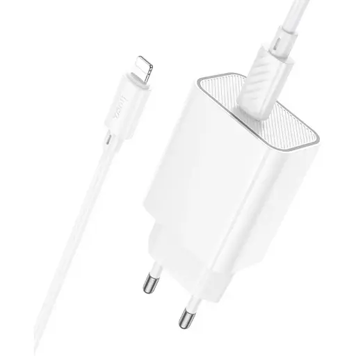 Зарядний пристрій Hoco C143A Type-C PD білий + кабель Type-C to Lightning - фото 1