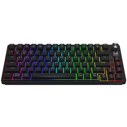 Клавиатура игровая механическая беспроводная HATOR HTK-450 UA RGB Icefall PRO, Wireless, Display Black