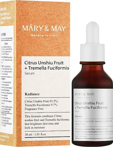 Сироватка з екстрактом зеленого мандарина та грибами тремелла Mary & May Citrus Unshiu + Tremella Fuciformis Serum 30 мл - фото 2