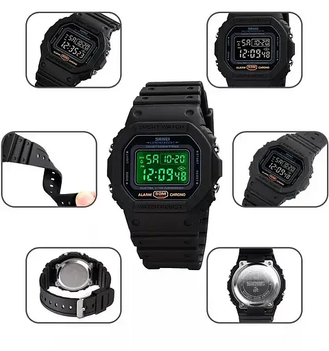 Мужские наручные электронные часы Skmei 1628 Черный с черным - фото 6