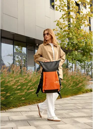 Жіночий рюкзак Sambag RollTop Hacking чорно-помаранчевий 41 x 30 x 16 см (24460129) - фото 5