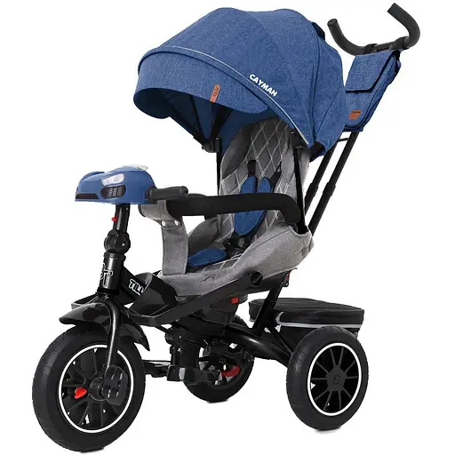 Велосипед трехколесный Tilly CAYMAN с пультом и усиленной рамой T-381/7 Синий лен /1/ - фото 1