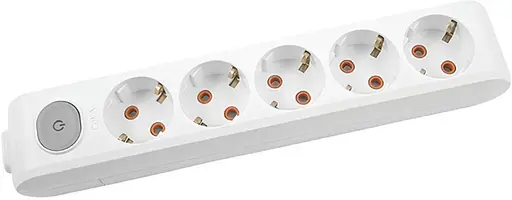 Колодка 5 гнізд з/заземл. з кнопкою біла (Multi-Let)