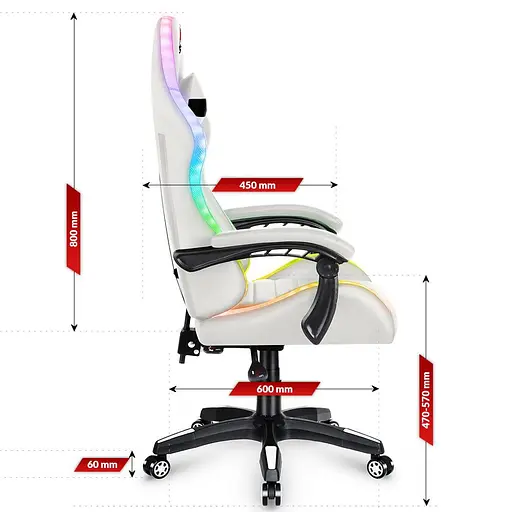 Компьютерное кресло Hell's HC-1003 LED RGB White - фото 9