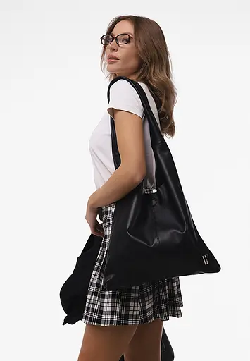 Шкіряна сумка шопер Nika чорний андора - фото 2