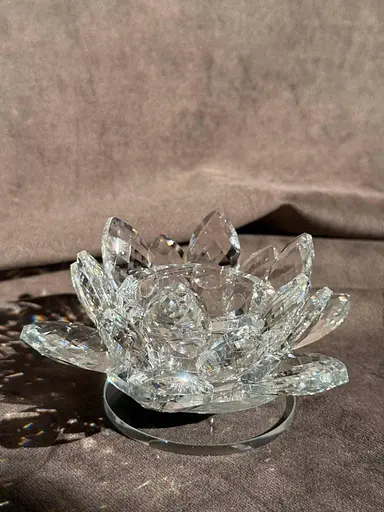 Подсвечник HP-4-90 крутящийся лотос стеклянный на одну свечу 11 x 11 x 6 см Прозрачный - фото 2