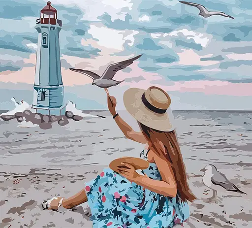 Картина за номерами Rosa Start Дівчина та чайки 35x45 см - фото 2