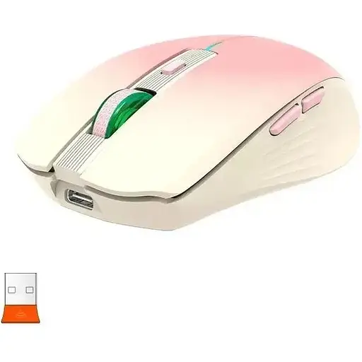 Комп'ютерна миша Mееtion BTM002 2.4G Bluetooth 1600 DPI 6 кнопок RGB підсвічування бездротова безшумна рожева - фото 2