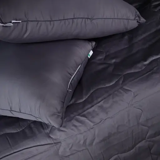 Літній постільний комплект MirSon Line Satin Premium Iron grey Ecosilk Двоспальний (2200010974706) - фото 3