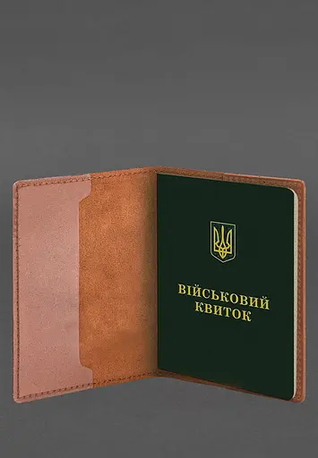 Кожаная обложка для военного билета 7.3 светло-коричневая Crazy Horse - фото 5