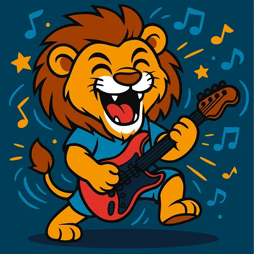 Картина по номерам для детей "Лев з гітарою" Ideyka 25х25 см КНО1308