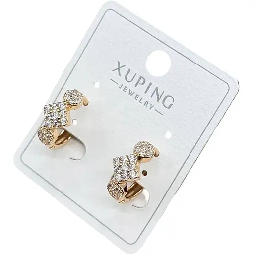 Сережки Xuping з кристалами гіпоалергенне медичне золото - фото 1