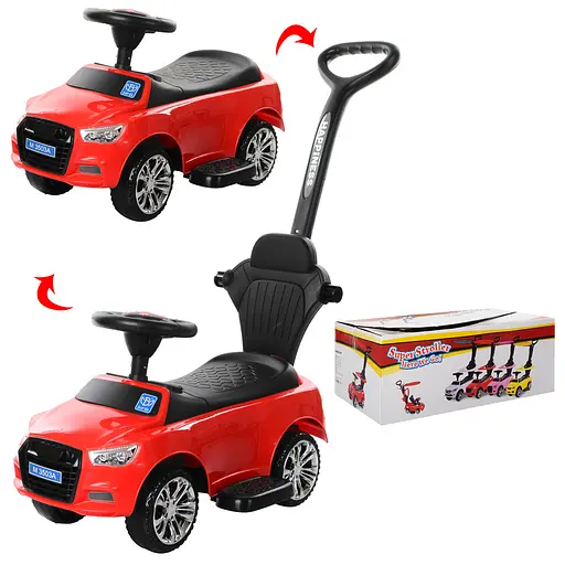 Каталка-толокар Bambi M 3503A-3 з батьківською ручкою та музикою для малюка червона - фото 2