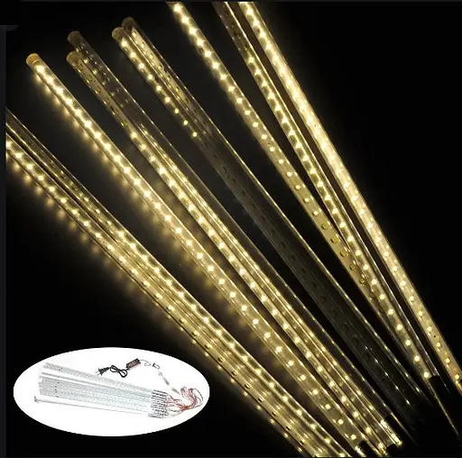 Гірлянда світлодіодні бурульки 8 шт. 50 см (прозорий шнур) Золотий - фото 4