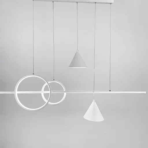 Видовжена біла LED люстра з 2 конусними плафонами Line.F Довжина 120 см - фото 7