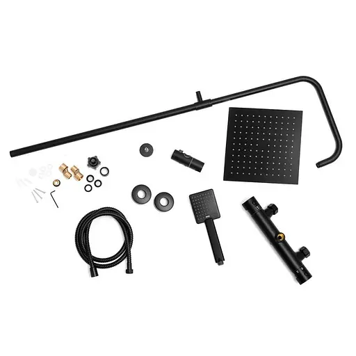 Душова система Yoka Flova 25 black з термостатом BP.FLOVA THERM 25 BLK, Чорний матовий - фото 11