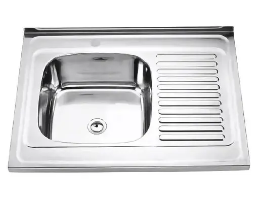 Кухонная мойка Kraft 8060L-E прямоугольная 800х600х180 мм 0,8 мм Satin 30412 - фото 1