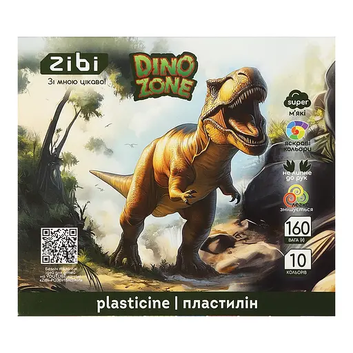 Пластилин Dino KIDS Line, 10 цветов, 160 г