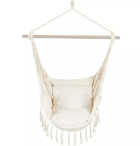 Підвісне крісло гамак бразильський стілець Interlook ZY-V004 + 2 подушки Beige - фото 2