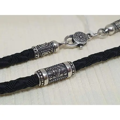 Ювелірний шнурок Меридіан 925 з текстилю з срібними вставками. 846/4СК 60 - фото 2