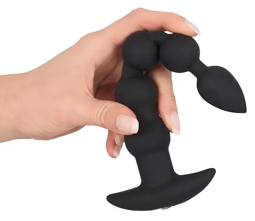 Анальний ланцюжок з вібрацією Black Velvets Rechargeable Beads 21 см (чорний) - фото 4