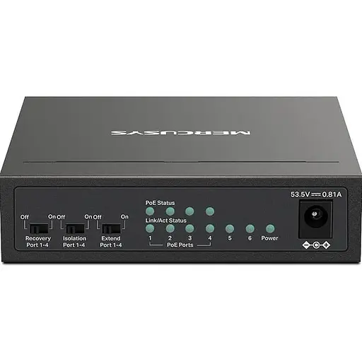 Коммутатор Mercusys 6-портовий 10/100 Мбит/с ( 4 портив PoE+ ) Mercusys, MS106LP (MS106LP) - фото 3