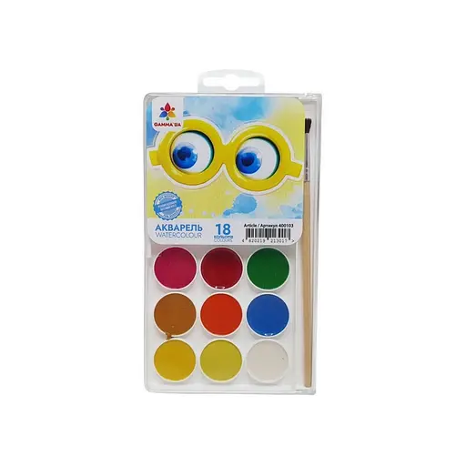 Дитяча медова акварель ГАММА'UA 400103, 18 кольорів - фото 1